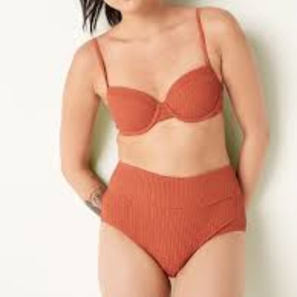 PINK Victoria's Secret | Seamless Shape Rib High Waist Bikini Bottom | Small